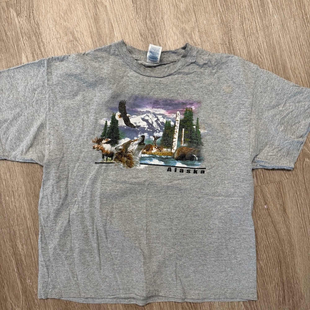 Alaska nature graphic gray t-shirt made in USA sz XL